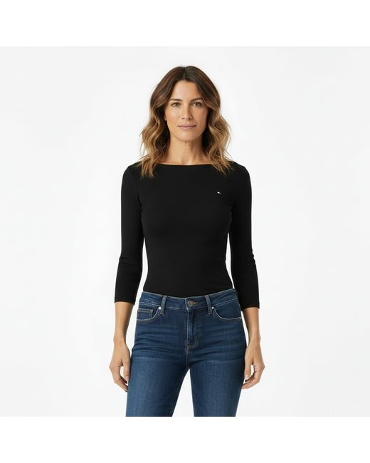 Tommy Hilfiger Black Cody Slim Boat Neck Long-Sleeve T-Shirt