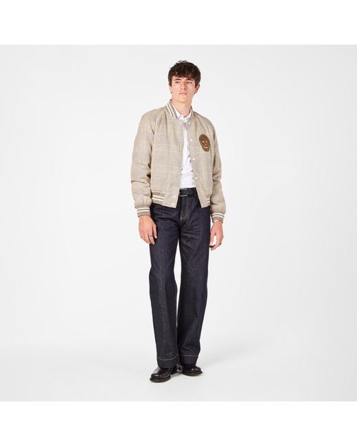 McQueen Natural Structured Bomber Jacket for men