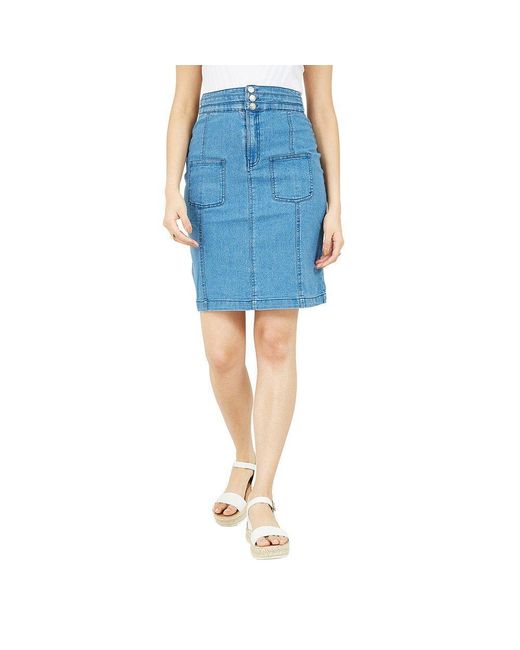 Yumi' Blue Patch Pocket Denim Skirt