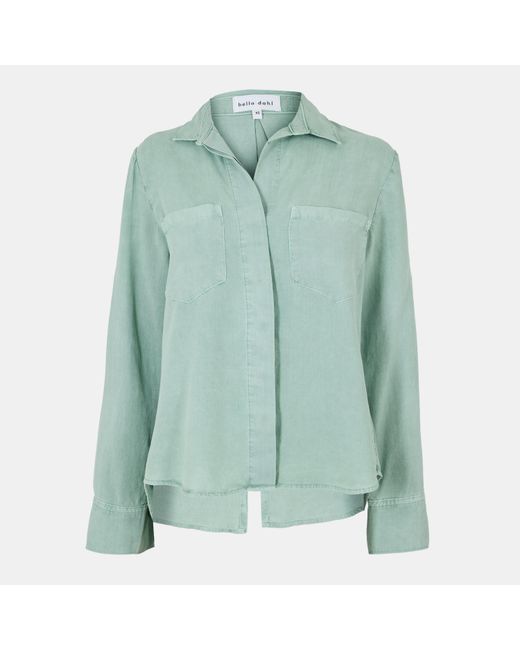 Bella Dahl Green Split Back Long-Sleeve Plain Shirt