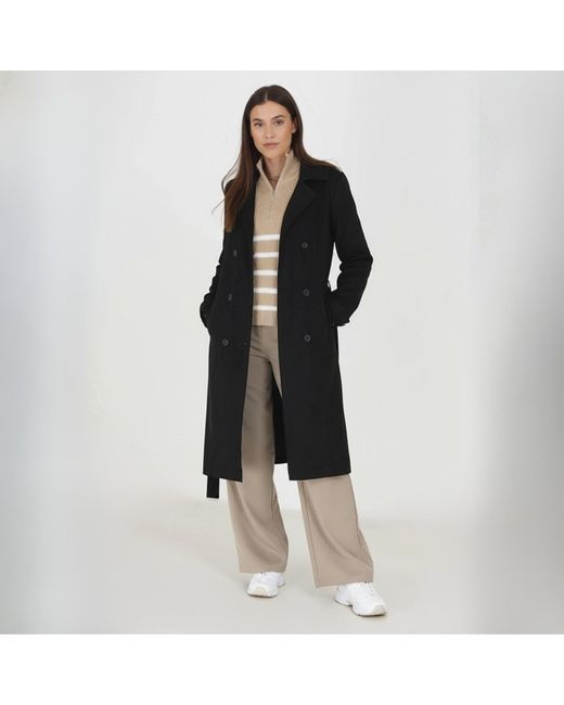 Brave Soul Black Bs Faux Suede Trench Coat With Belt