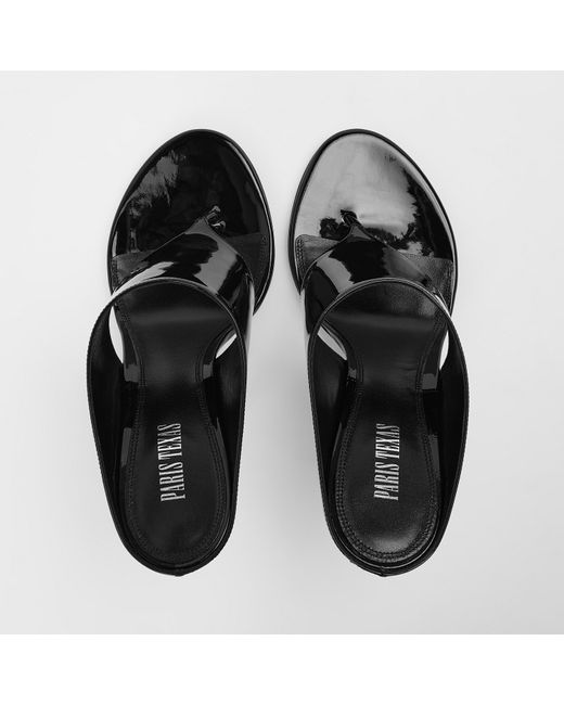 Paris Texas Black Lidia Thong Heeled Mules