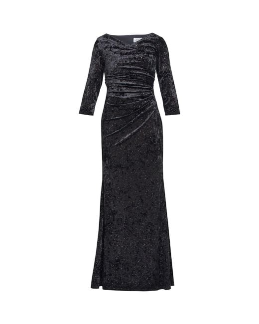 Gina Bacconi Black Whitney Velvet Sparkle Maxi Dress