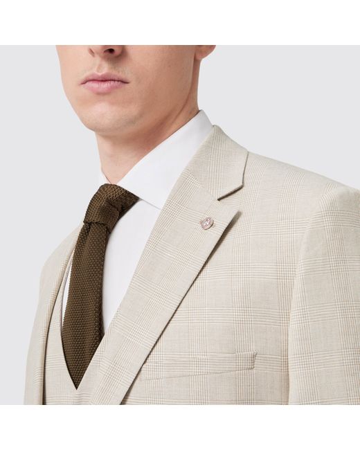 Twisted Tailor Natural Beckford Check Slim Fit Suit Jacket for men