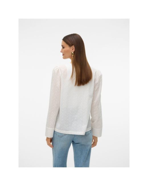 Vero Moda White Palma Tie Long-Sleeve Blouse
