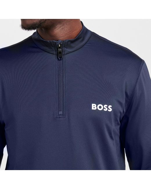 Boss Blue 1/4 Zip Performance Tracksuit Top for men