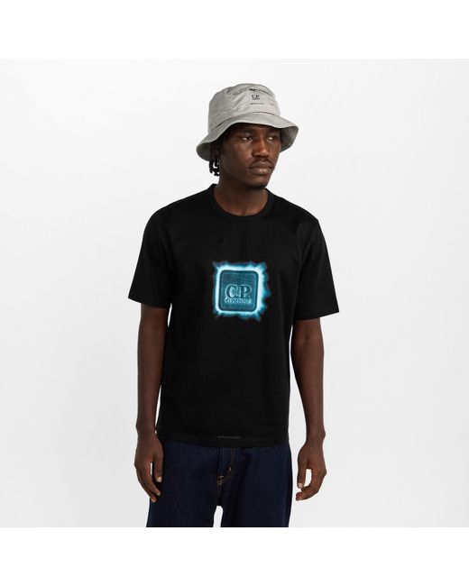 CP COMPANY METROPOLIS Black Front Logo T-Shirt for men
