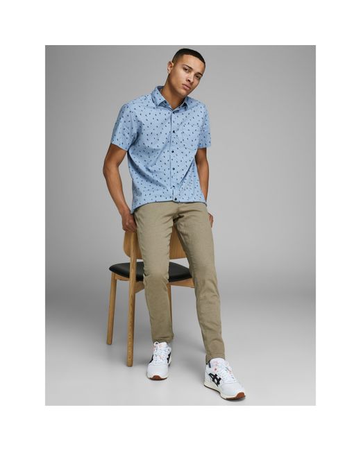 Jack & Jones Gray Dave Chino Trousers for men