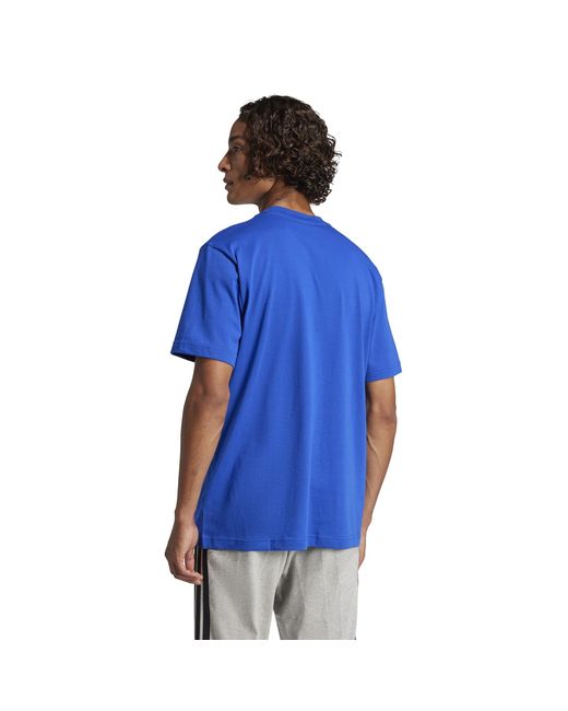 Adidas Blue Essentials Single Jersey Logo T-Shirt for men