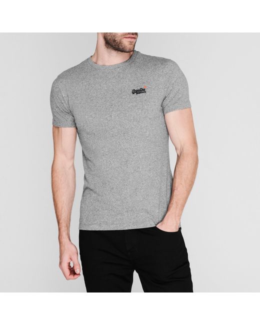 Superdry Gray Small Chest Logo T Shirt for men