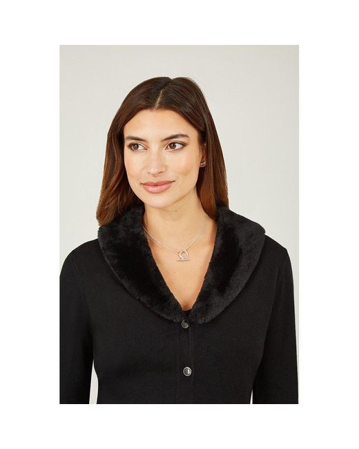 Yumi' Black Bolero With Detachable Fur Collar