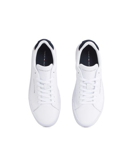 Tommy Hilfiger White Court Leather Low Top Trainers for men