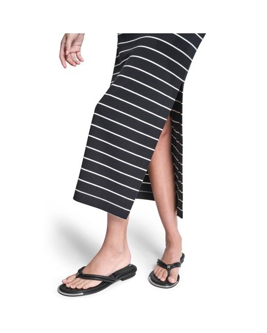 DKNY Black Jeans Striped Rib Tank Maxi Dress