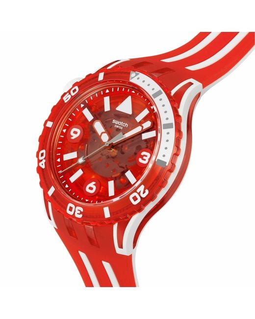 Swatch Red Scubaqua Water Resistant Analogue Quartz Watch