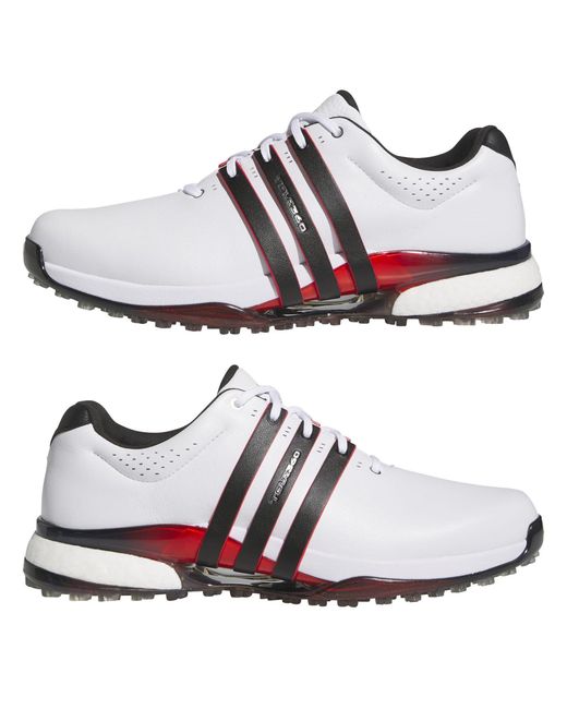 Adidas White Tour360 25 Wide Spikeless Golf Shoes for men