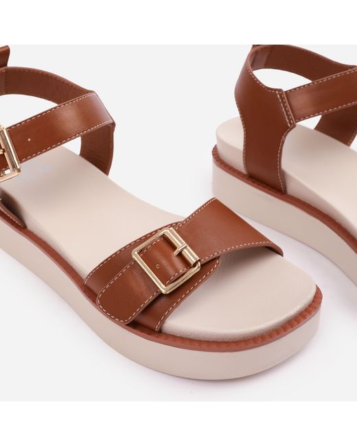 Where's That From Brown Tanpu Isabel Double-Buckle-Strap