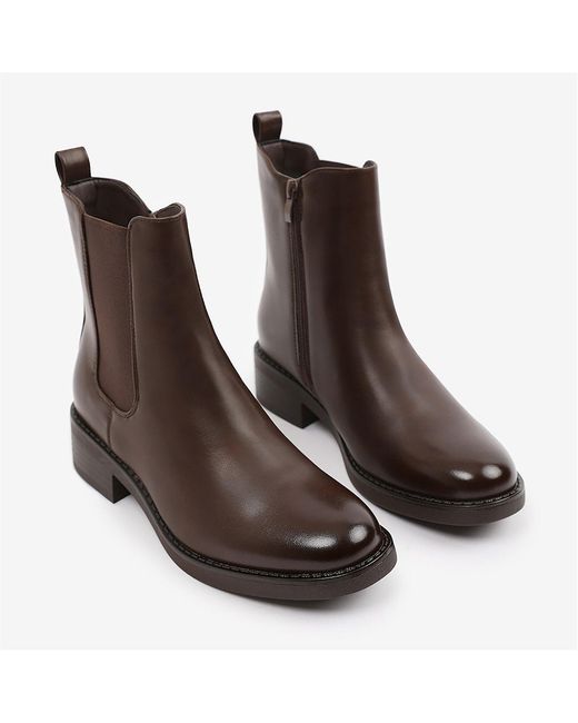 Where's That From Brown Olivia Wide Fit Ankle Boot With Elastic Panel And