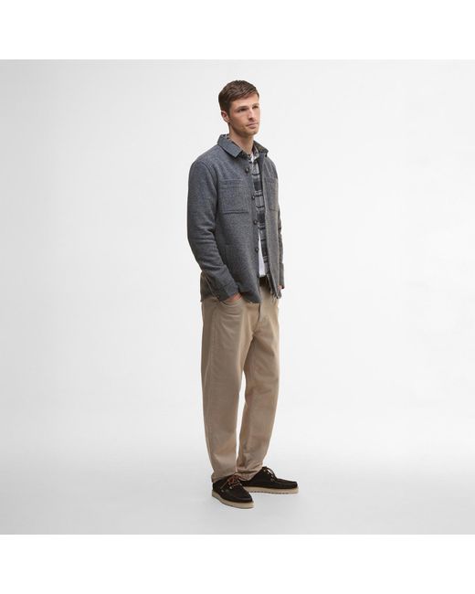 Barbour Gray Marlow Wool Long Sleeve Overshirt for men