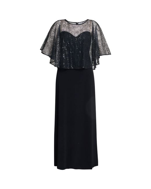 Gina Bacconi Black Anoushka Maxi Dress With Sheer Cape