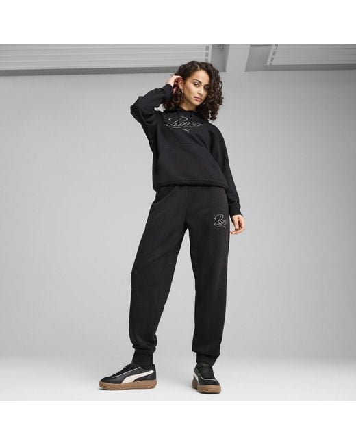 PUMA Black Ess Script Comfort Sweatpants Tr Cl Joggers