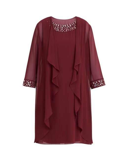 Gina Bacconi Red Joseline Short Chiffon Jacket Dress