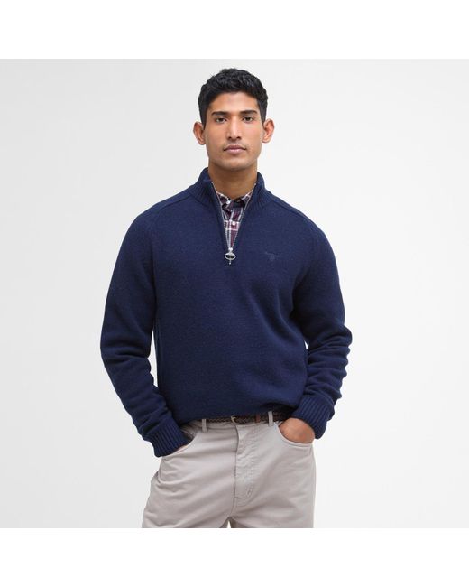 Barbour Blue Grangetown Half Zip Jumper for men