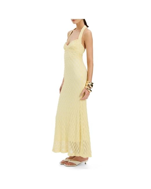 Bardot Metallic Mariko Halter Neck Cotton Fitted Midi Dress
