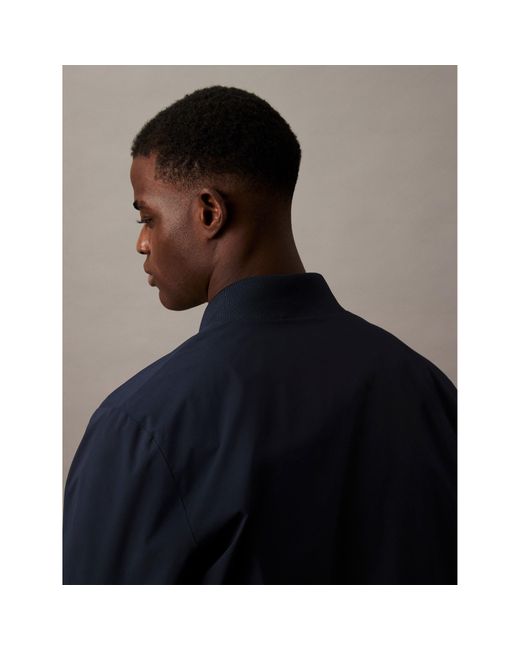 Calvin Klein Blue Matte Long Sleeve Bomber Jacket for men