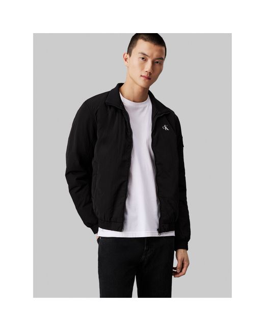 Calvin Klein Black Padded Recycled Harrington Jacket for men