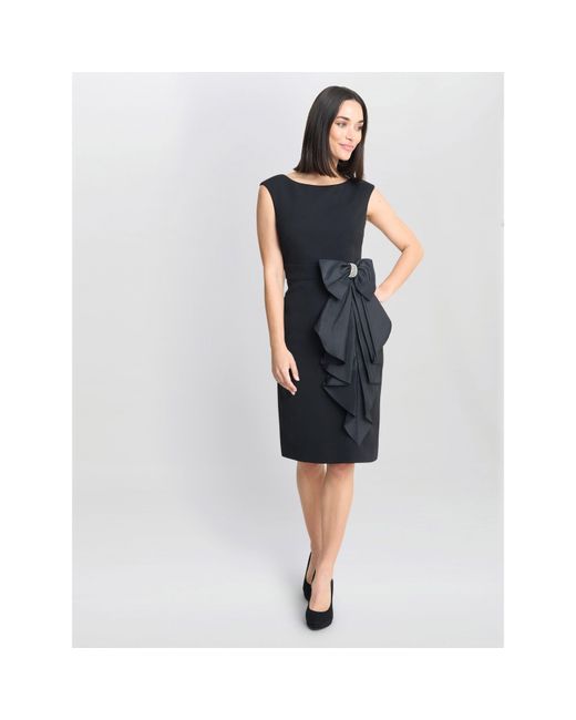 Gina Bacconi Black Arabella Crepe Taffeta Combo Dress