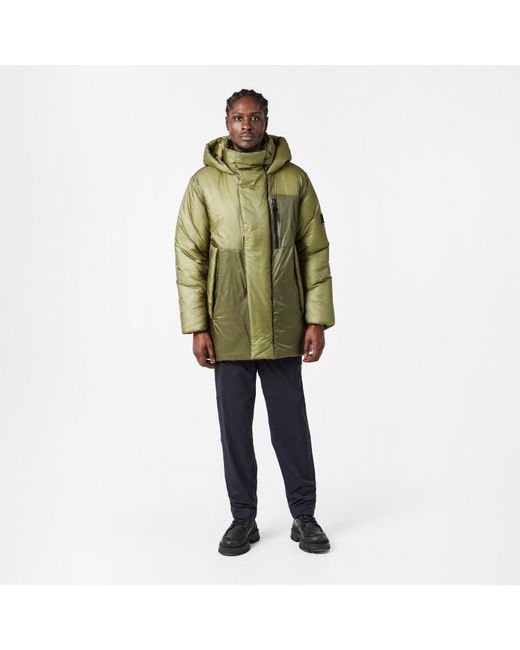 Rains Green Torna Long Waterproof Windproof Hooded Medium Puffer Jacket for men