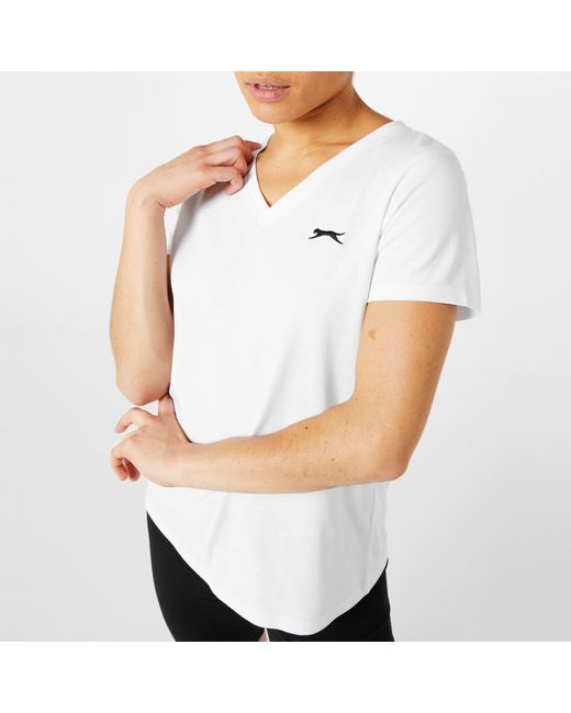 Slazenger 1881 White Ladies V Neck Tee Shirt
