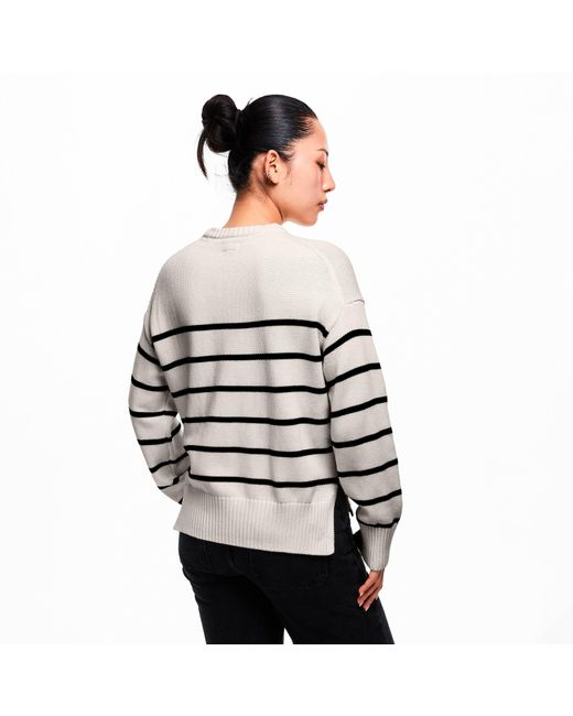 Guess White Stripe Knitted Crew Neck Jumper
