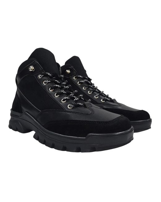 Firetrap Black Jason Leather Lace Up Hiker Rugged Boots for men