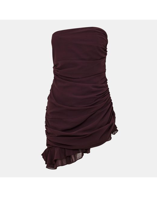 I Saw It First Brown Ruffle Mini Dress