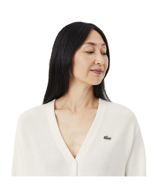 Lacoste White Crew Neck Jumper