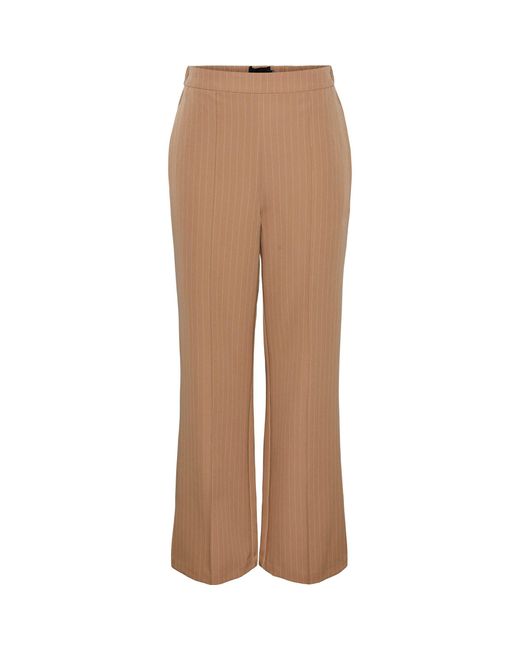 Pieces Brown High Waist Wide Straight Leg Trouser