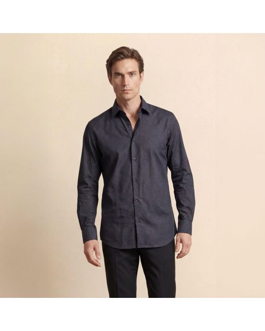 Without Prejudice Blue Ayla Geometric Cotton Print Shirt for men