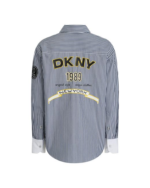 DKNY Gray Long Sleeve Patterned Shirt