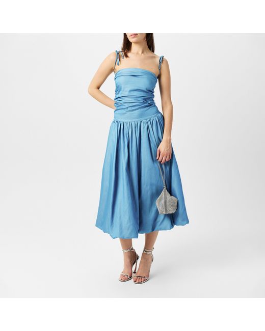 Amy Lynn Blue Amy Lynn Alexa Shoulder Tie Ultra Mini Peplum Dress