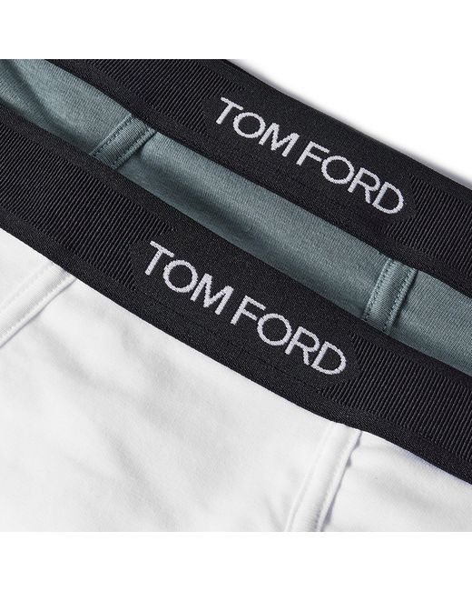 Tom Ford Green Plain Cotton Briefs, 2-Pack for men