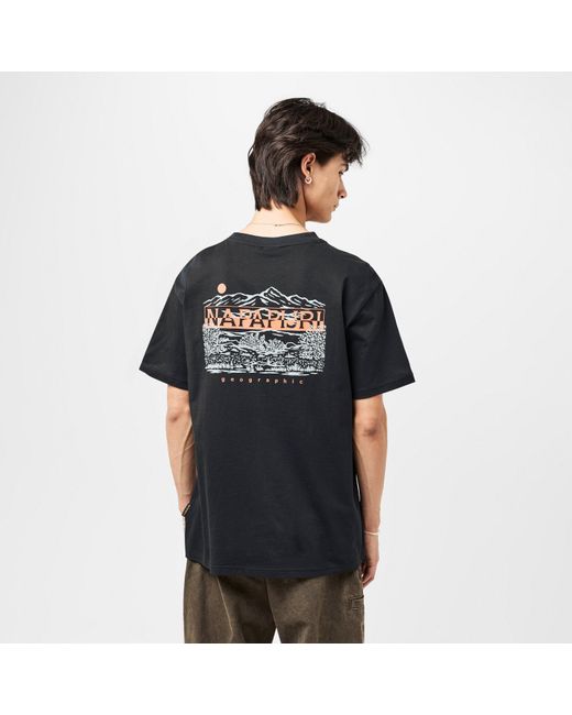 Napapijri Black Graphic T-Shirt for men