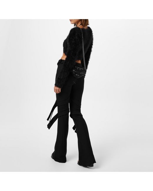 Ambush Black Strap-detail Flared Trousers