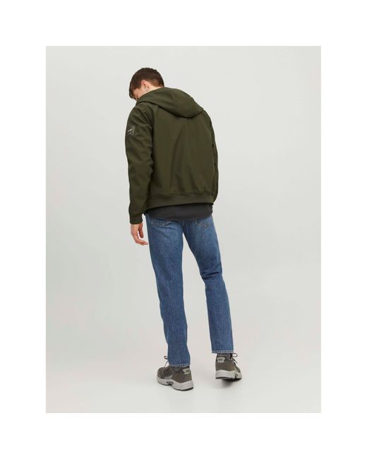 Jack & Jones Green Zipped Hooded Softshell Jacket for men