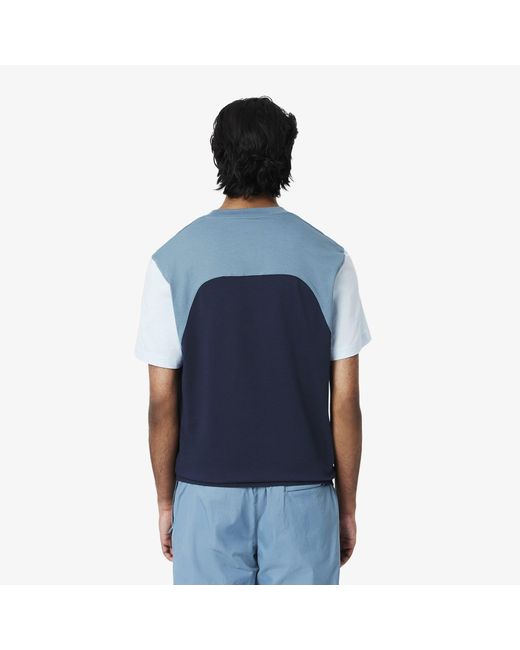 Lacoste Blue Cotton Jersey Colour Block T-Shirt for men