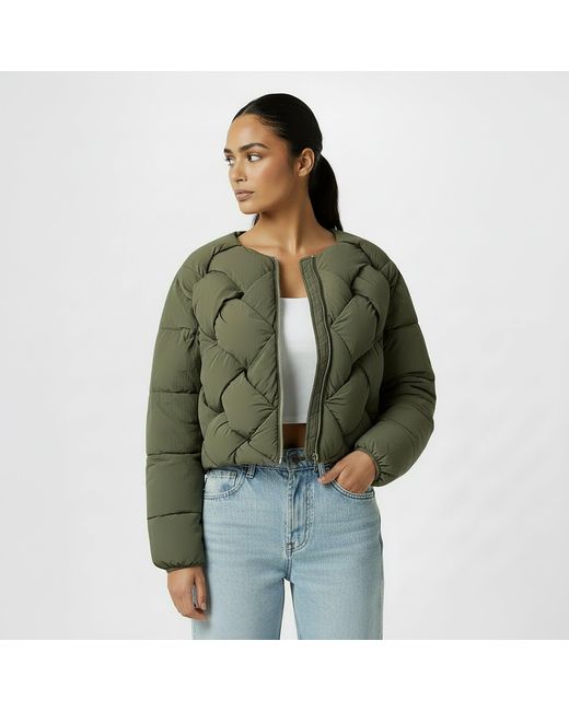 Jack Wills Green Interwoven Quilted Short Puffer Jacket