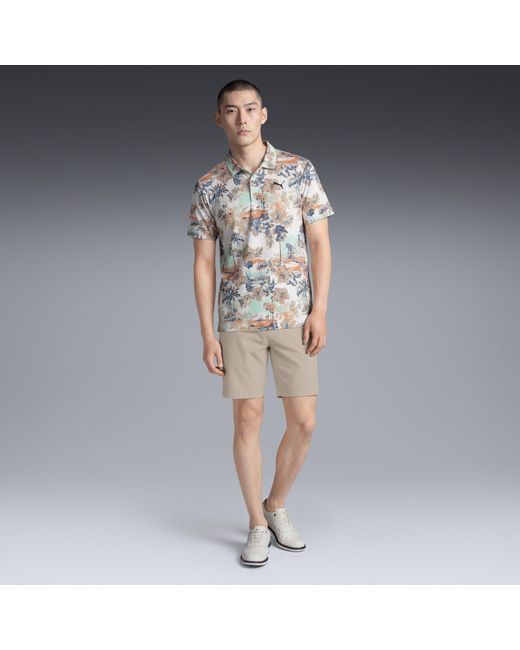 PUMA Blue Cloudspun Palm Short Sleeve Performance Polo Shirt for men