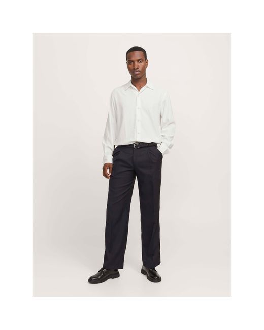 Jack & Jones White Jacquard Long Sleeve Plain Shirt for men