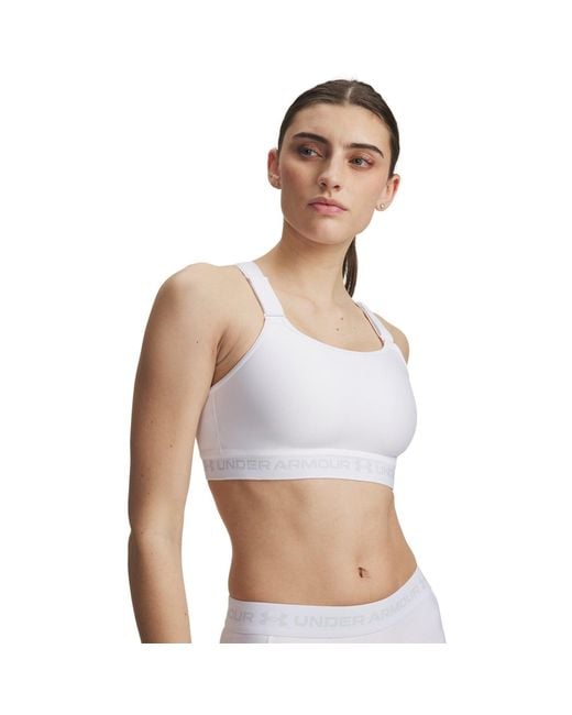 Under Armour White Heatgear Crossback High Sports Bra Halo