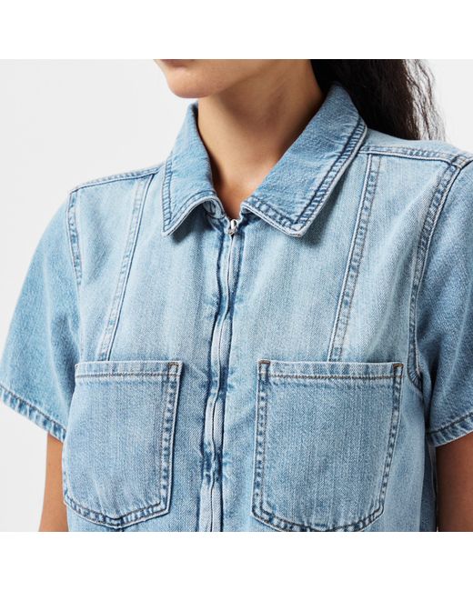 GOOD AMERICAN Blue Linen Lightweight Playsuit